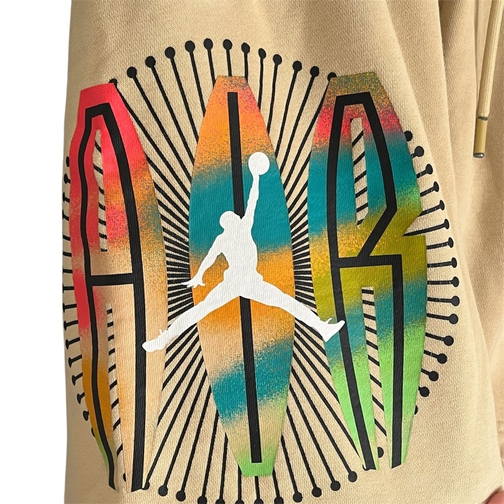 Nike Air Jordan Small Graphic Tan Men's Heavyweight Sweat Shorts Streetwear Y2K - Picture 3 of 6